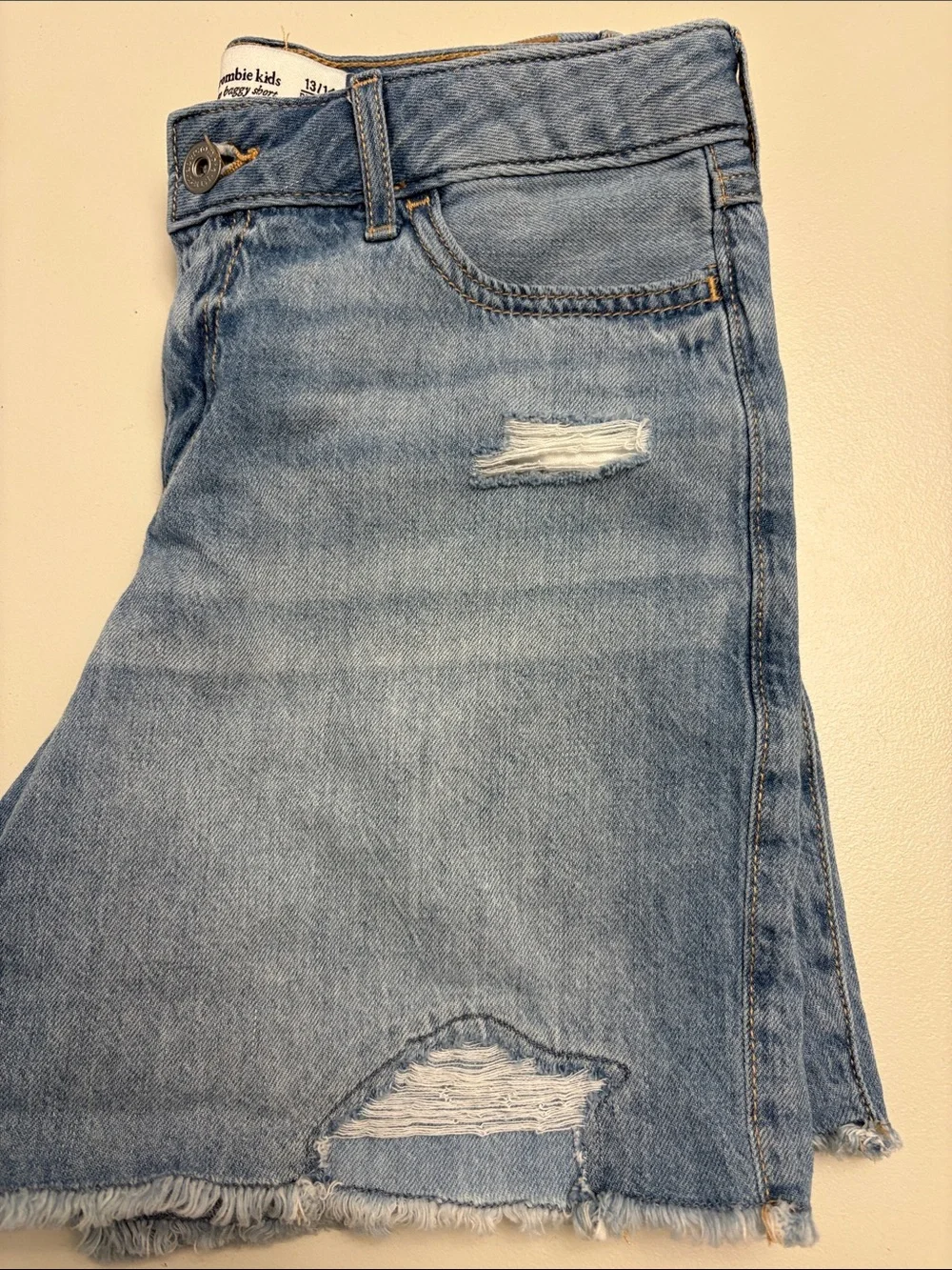 Abercrombie & Fitch Light Blue Distressed Jean Shorts